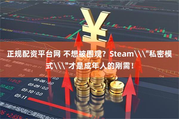正规配资平台网 不想被围观？Steam\